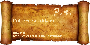Petrovics Adony névjegykártya